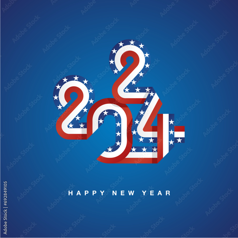 Vecteur Stock 2024 New Year continuous ribbon in the shape of 2024