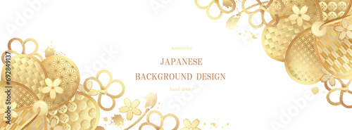 和柄, 金箔, 和, 背景, 年賀状, 梅, 梅の花, 桜, 桜の花, フレーム, 冬, 春, 花, 日本, 日本画, ベクター