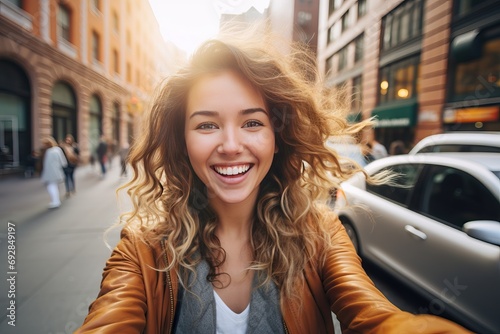 selfie taking Woman girl photo holiday maker self-portrait new york city smartphone adult asian attractive beautiful photographing brooklyn bridge camera caucasian mobile phone hot drink cute