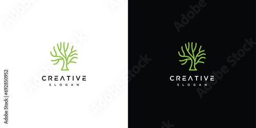 Natural Vector Tree Logo. Growth Design Template