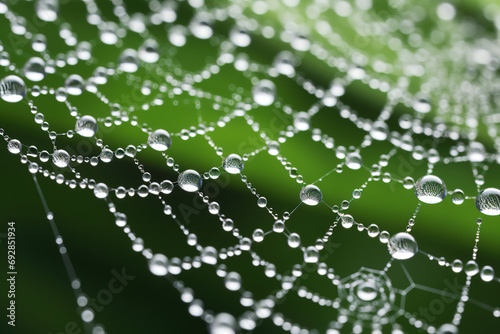 spider web with dew drops. Generative Ai