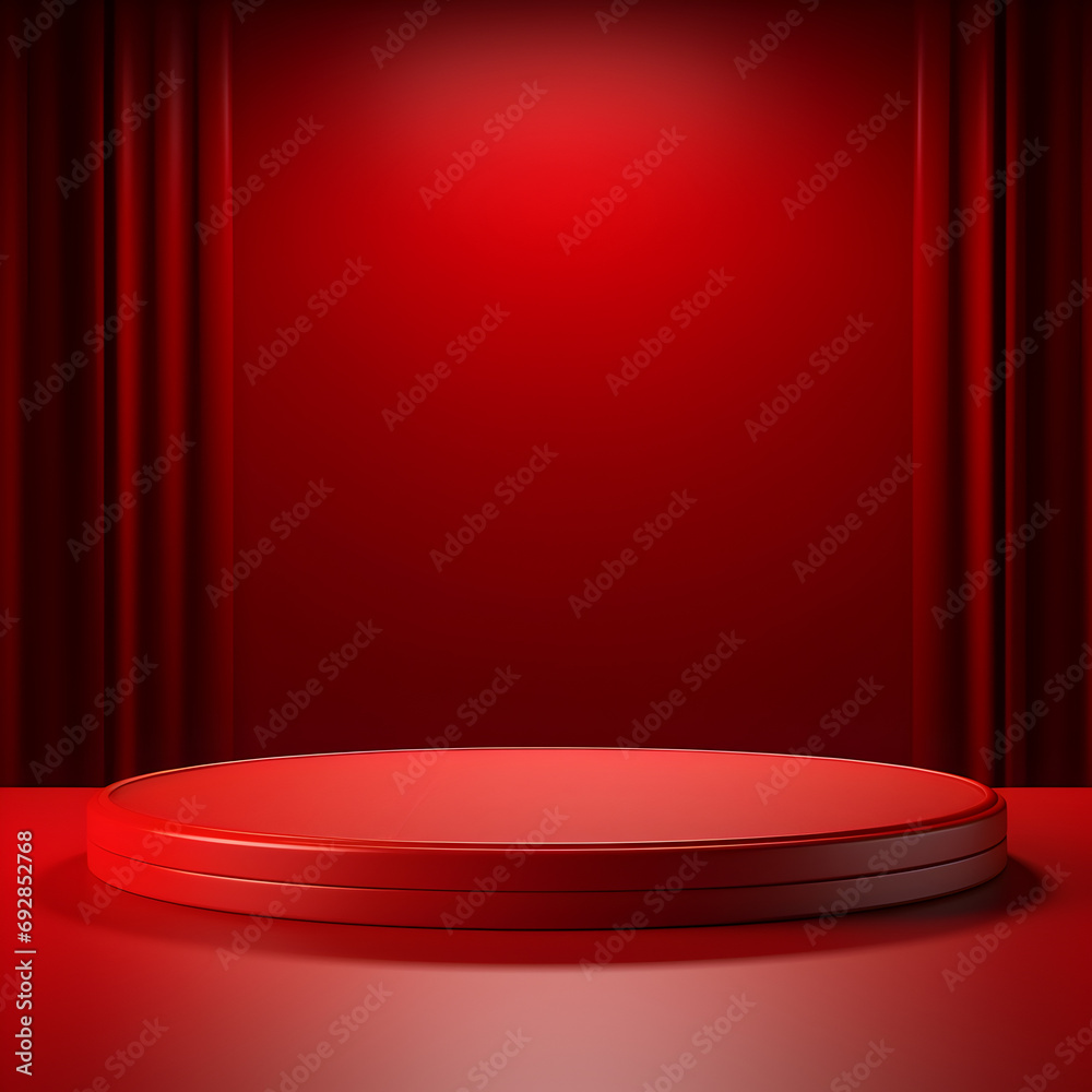 A red podium for product display with a red background A red podium for product display with a red background