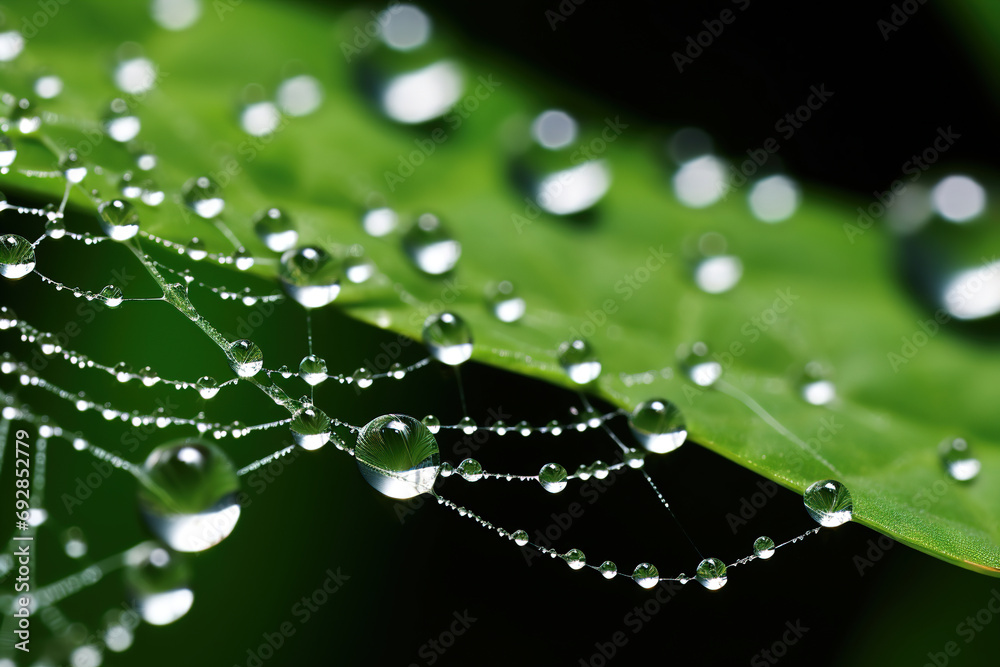 spider web with dew drops. Generative Ai spider web with dew drops. Generative Ai