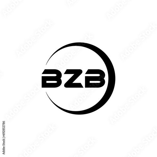 BZB letter logo design with white background in illustrator, cube logo, vector logo, modern alphabet font overlap style. calligraphy designs for logo, Poster, Invitation, etc.