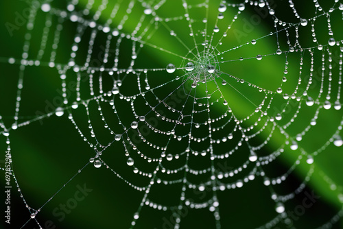spider web with dew drops. Generative Ai © Shades3d