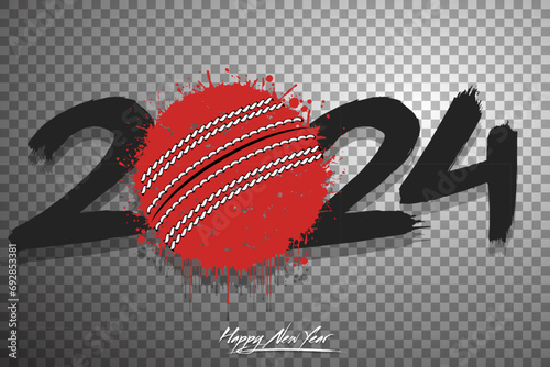 Happy New Year 2024 and cricket ball
