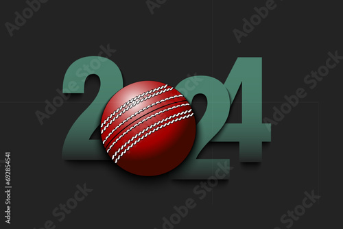 Happy New Year 2024 and cricket ball