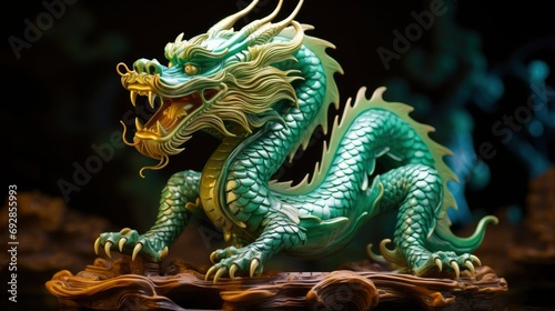 Chinese emerald dragon figure  vivid color background