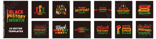 Black history month social media template. Black month banners.
