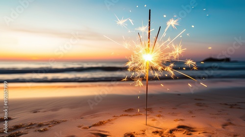 Sparklers at the beach for New Year or party