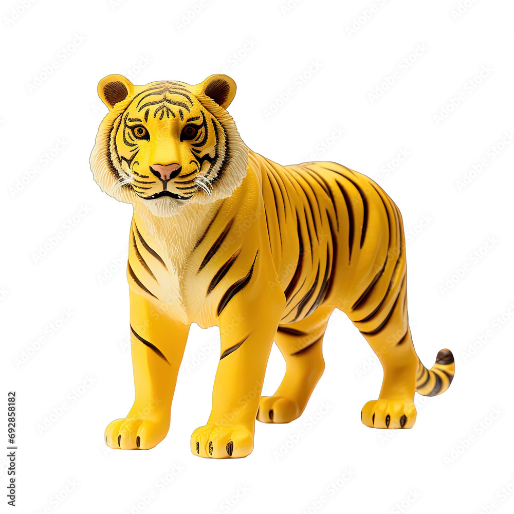 Obraz premium plastic toy tiger isolated on white