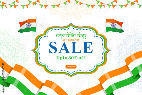 Vector illustration of Happy Republic Day Sale social media feed template