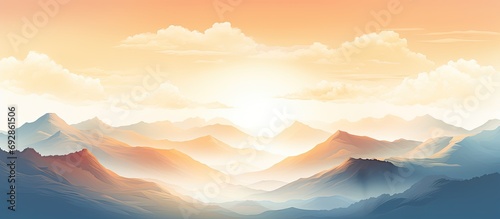 Fototapeta Naklejka Na Ścianę i Meble -  Sunny mountains in a milky landscape.