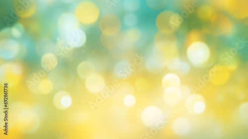 Pastel yellow and green bokeh background with round light blurs.