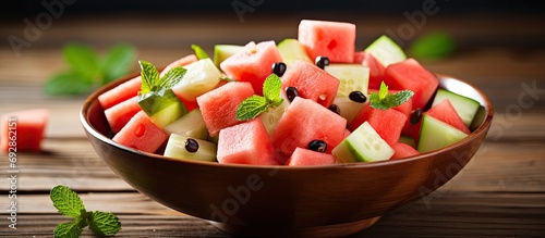 Fruit salad with watermelon and jicama photo