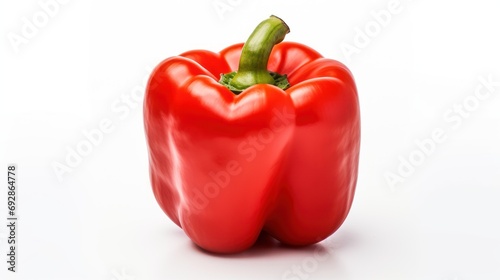 large red bell pepper Isolated on a white background. cut down the middle © suteeda