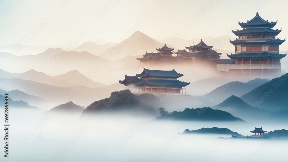 Traditional Chinese architectural landscape wallpaper