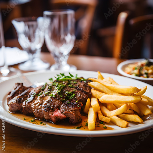 Steak Frites in a French restaurant