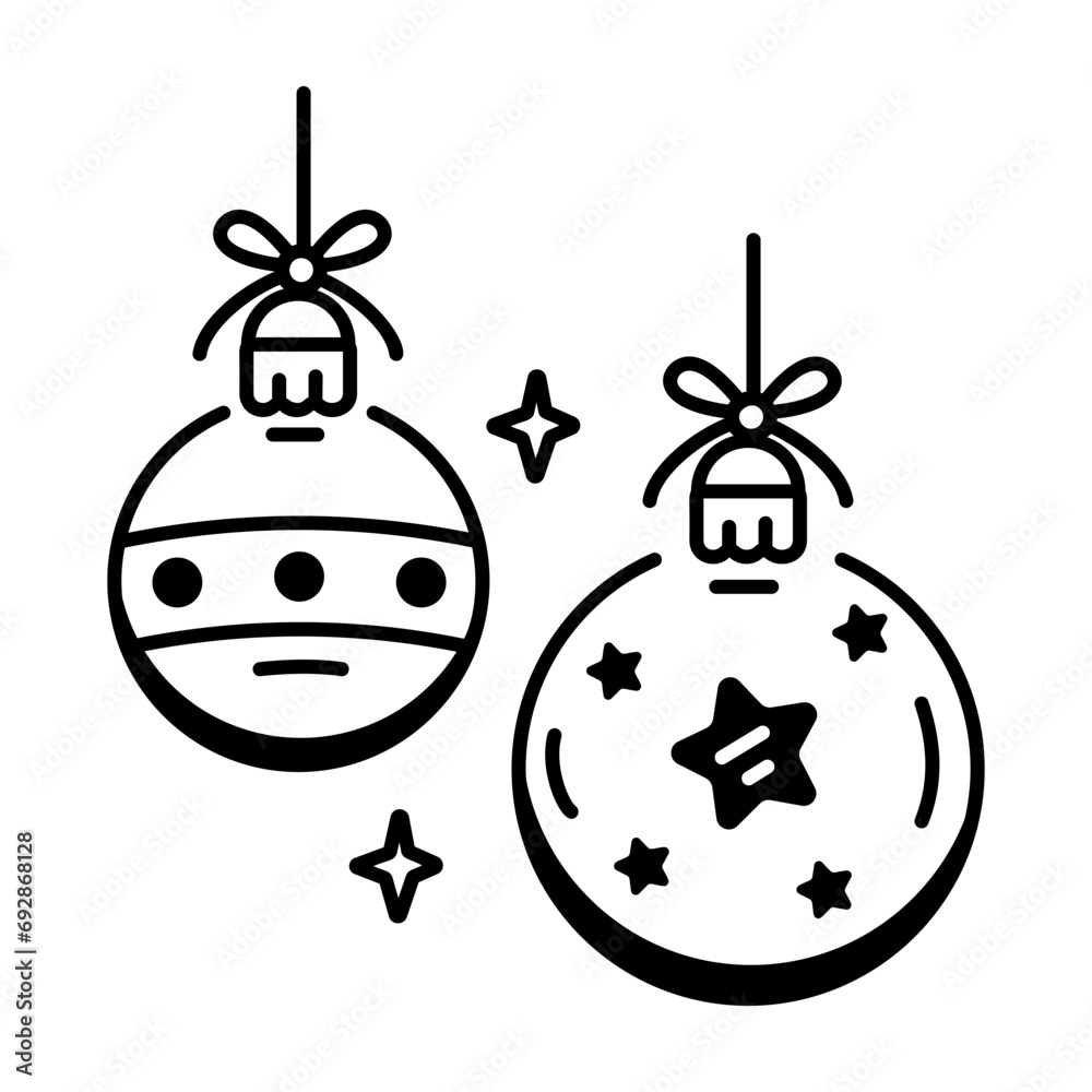 Fototapeta premium Here’s a linear icon depicting xmas balls 