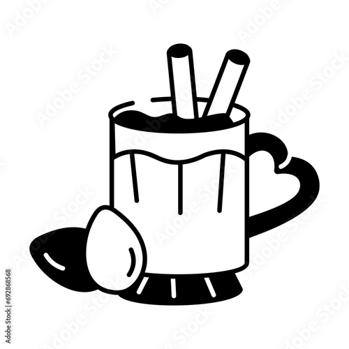 Editable linear icon of christmas eggnog 