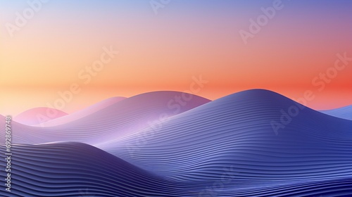 Serene Sunset Hues Over Undulating Desert Dunes Digital Illustration