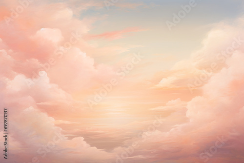 Abstract peach fuzz clouds in a dreamy and serene sky photo