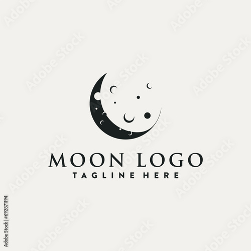 full moon and half moon logo, using logo vector icon concept design and symbol illustration