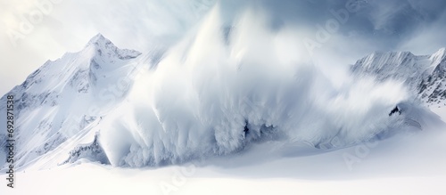 mountainous winter avalanche