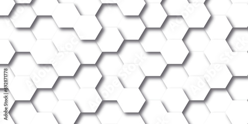 Fototapeta Naklejka Na Ścianę i Meble -  Background of abstract 3d hexagon. modern abstract vector polygonal pattern. Futuristic abstract honeycomb technology white background. Luxury white hexagon pattern.