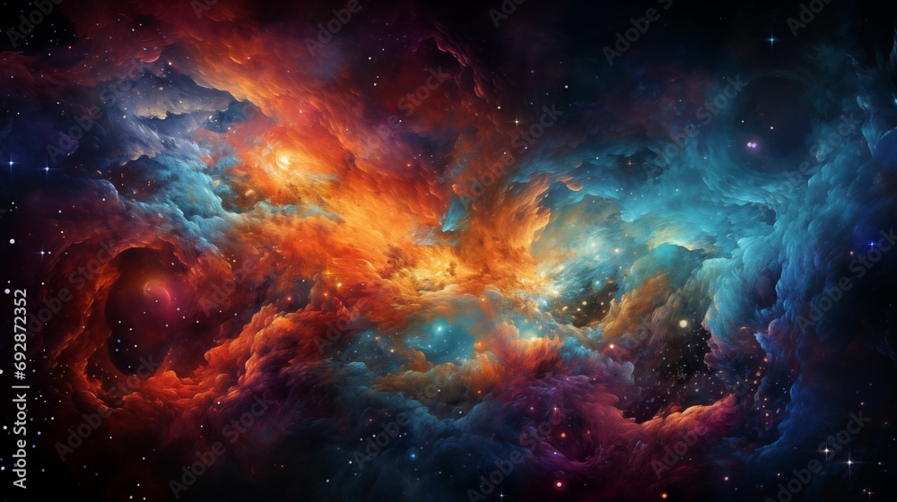 Mysterious Celestial Background with Nebula and Stars