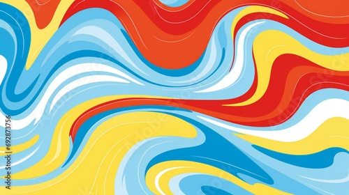 Swirling Ribbons of Red  Blue  and Yellow Dance Across a Dynamic Abstract Canvas