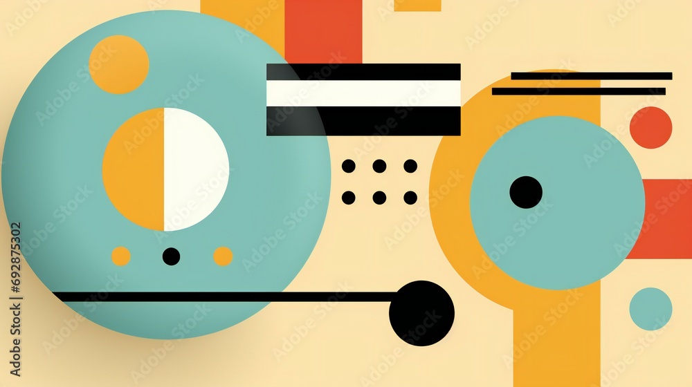 Obraz premium Modern Geometric Composition with Abstract Shapes and Contrasting Colors in a Minimalist Design