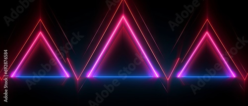 Futuristic Sci-Fi Abstract Blue And Purple ultraviolet Neon Light Shapes lines glowing, geometric Background and reflective With Empty Space For Text and poster. Generative ai