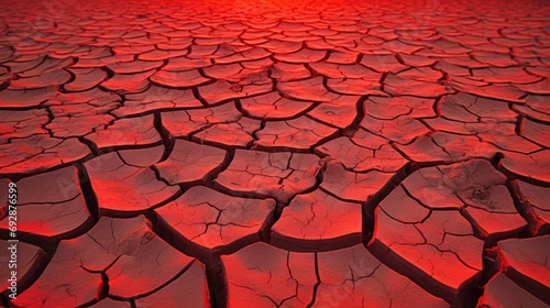 Drought cracks Telephoto lens, red sky