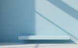 Minimalist Blue Podium with Shadow Background for Product Display or Mockup