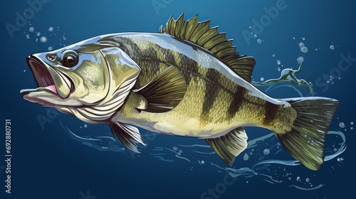Generative AI image of bass fish in the water