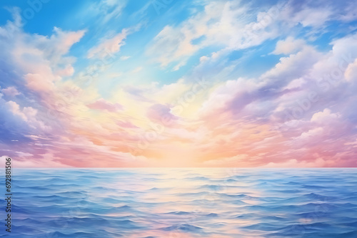 Watercolor painting realistic Stunning colorful sky at sunrise or sunset crop the long panorama © LADIE_PASTEL