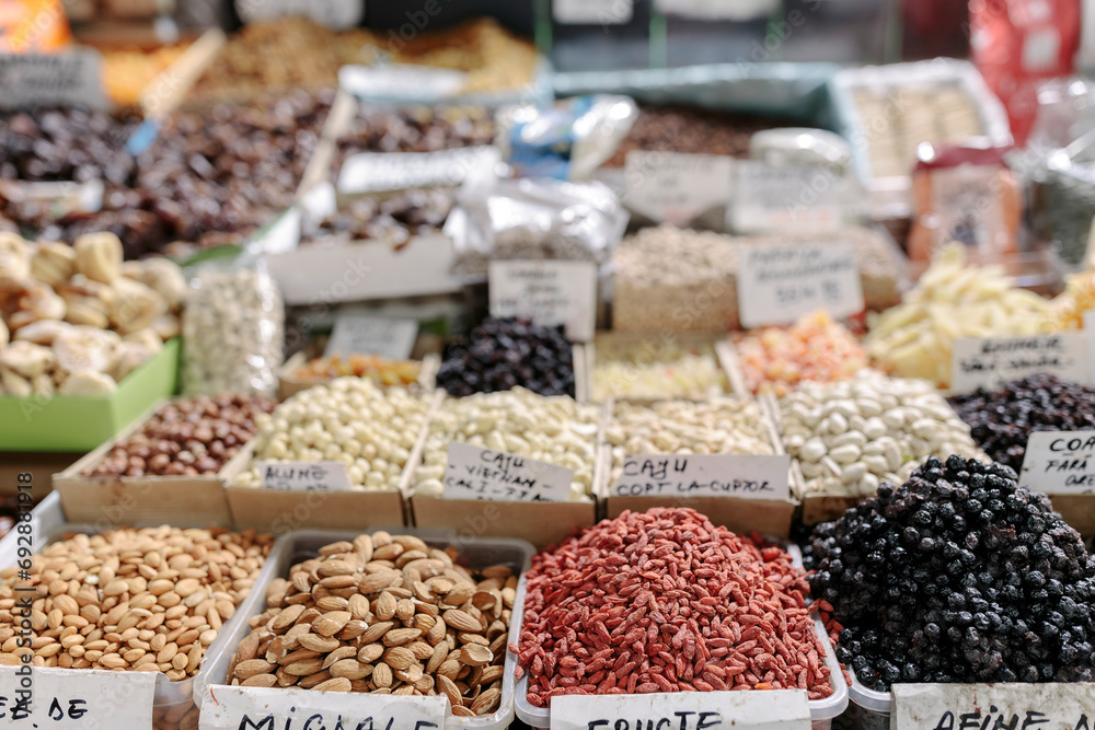 A Colorful Assortment of Nuts and Delicacies at the Obor Fisher Market