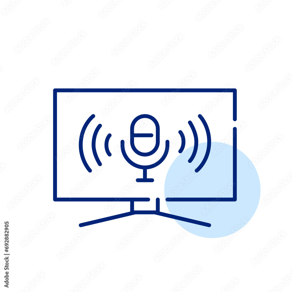 HD TV with smart voice assistant. Pixel perfect, editable stroke icon HD TV with smart voice assistant. Pixel perfect, editable stroke icon