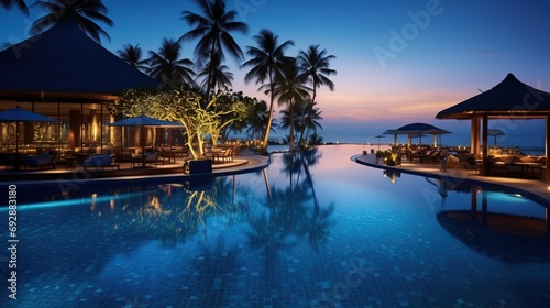 the pool at or near maldives at twilight © Intelligence Studio