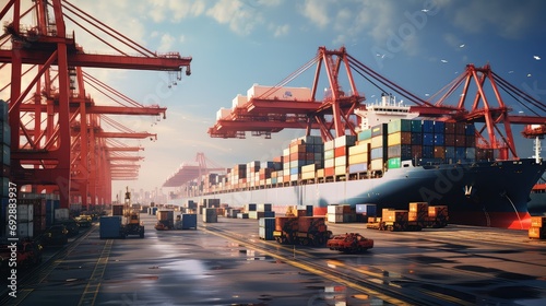 vessel sea ship cargo illustration freight transportation, logistics maritime, import container vessel sea ship cargo photo
