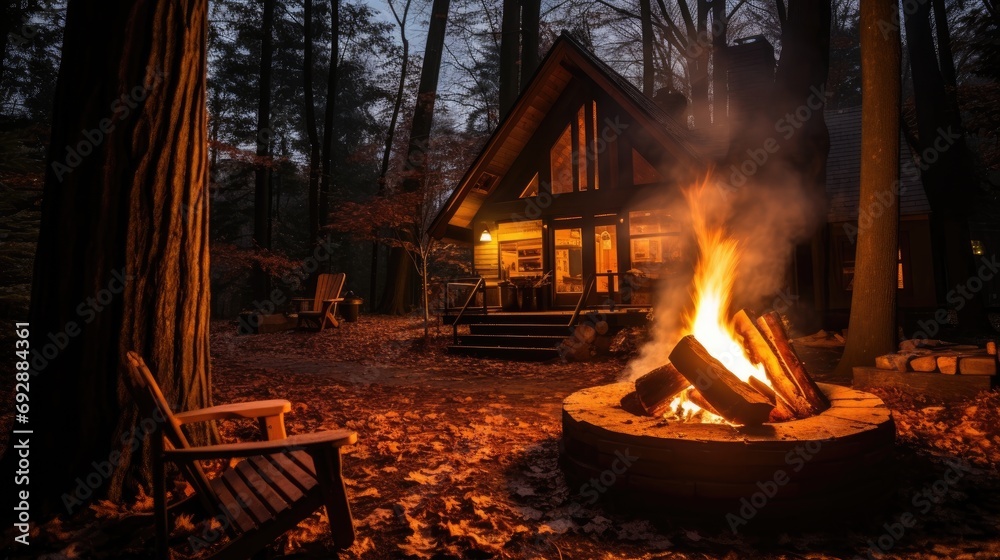 fire burning in the fireplace