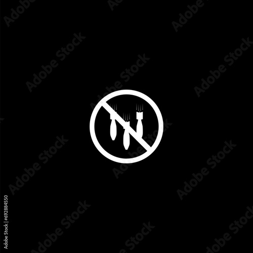 No bomb sign icon isolated on dark background