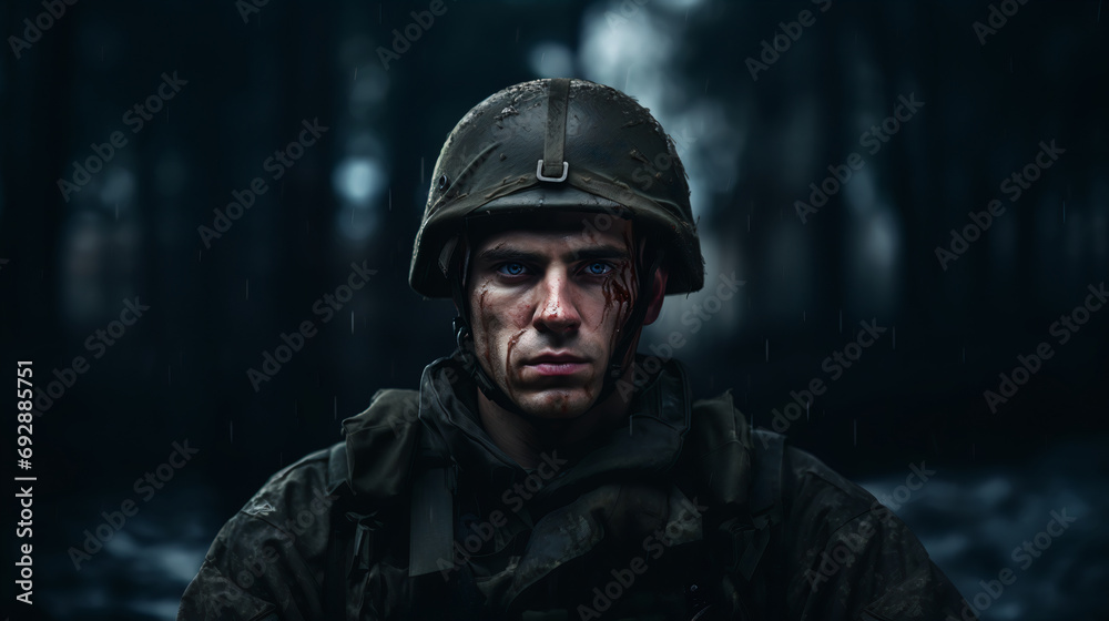 portrait of a military man with a serious face