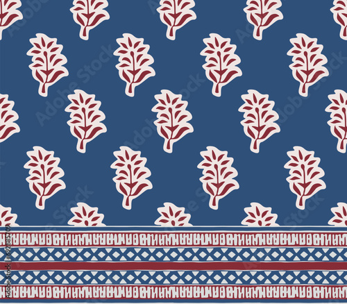 FLORAL BLOCK WITH BORDER ALL OVER PRINT SEAMLESS PATTERN VECTOR ILLUSTRATION