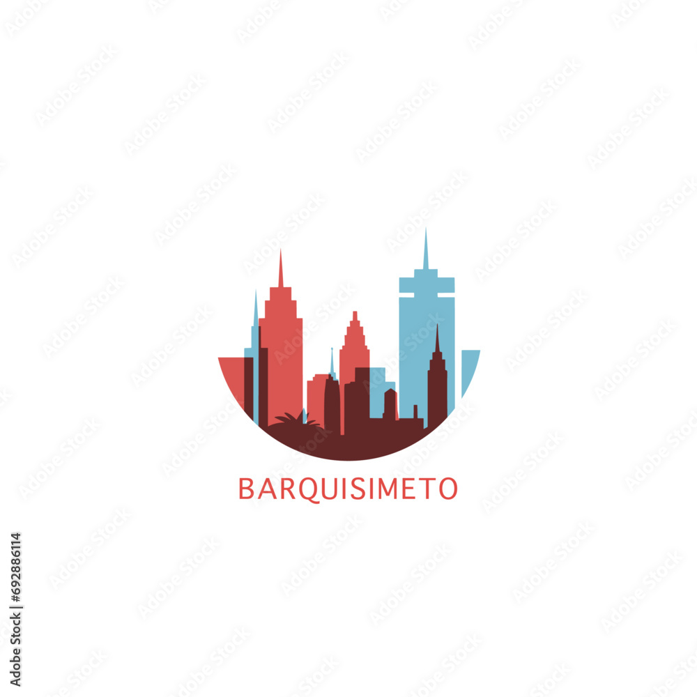Barquisimeto cityscape skyline city panorama vector flat modern logo icon. Venezuela, Central-Western region emblem idea with landmarks and building silhouettes