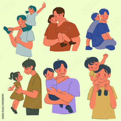 Adorable Colorful Father's Day Illustrations