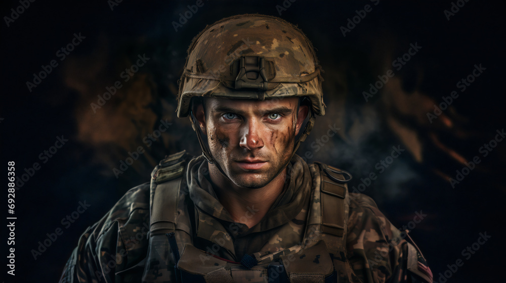 portrait of a military man with a serious face