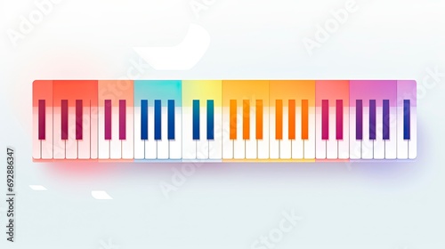 Minimalist UI illustration of a musical keyboard with notes emanating in a flat illustration.