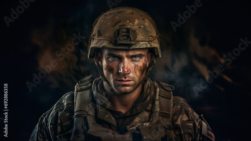portrait of a military man with a serious face